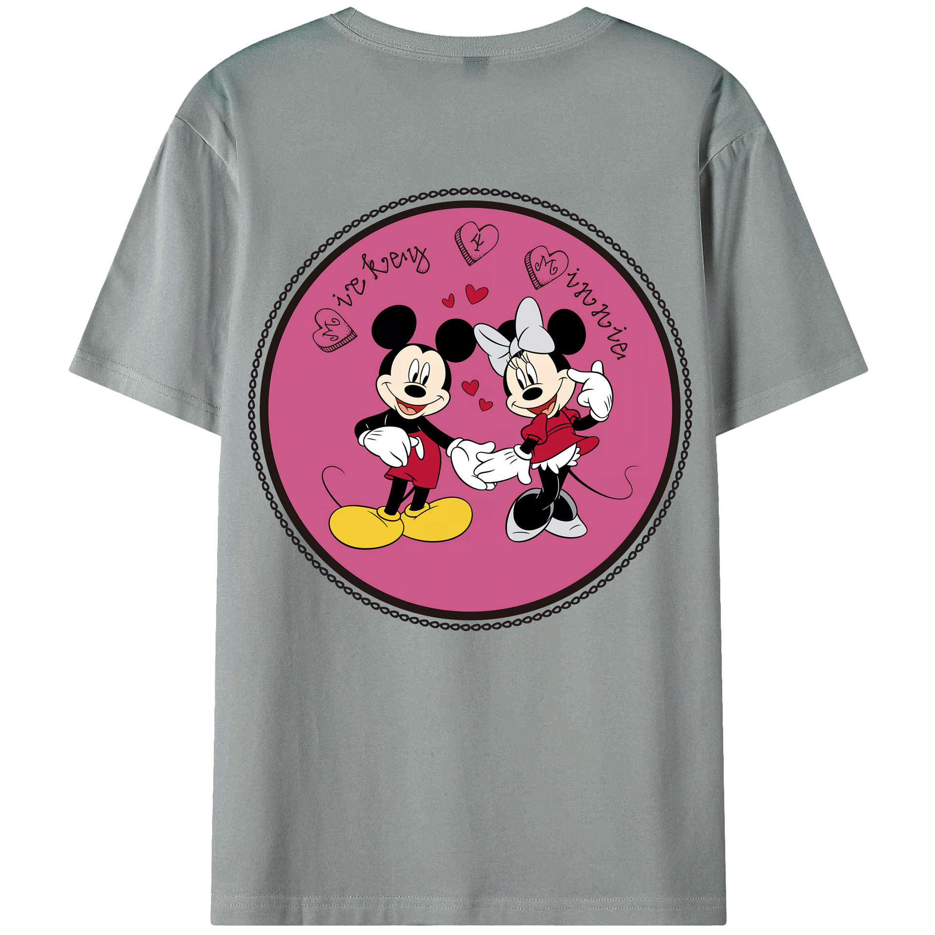 ミッキーマウス Mickey Mouse 綿100％ メンズ半袖Tシャツ（バックプリント） 通気性